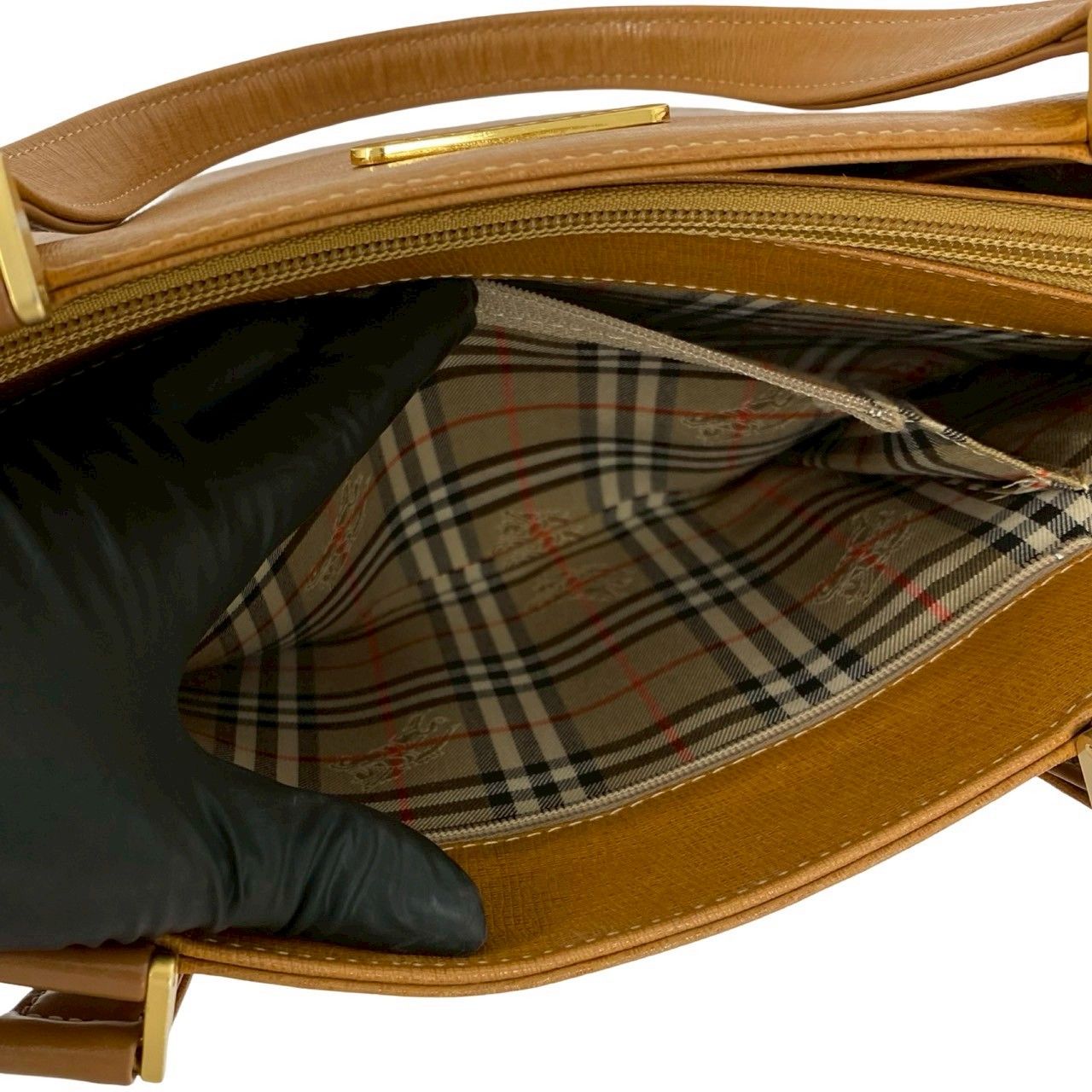 極 美品 BURBERRY バーバリー ノバチェック 柄 ロゴ プレート 金具