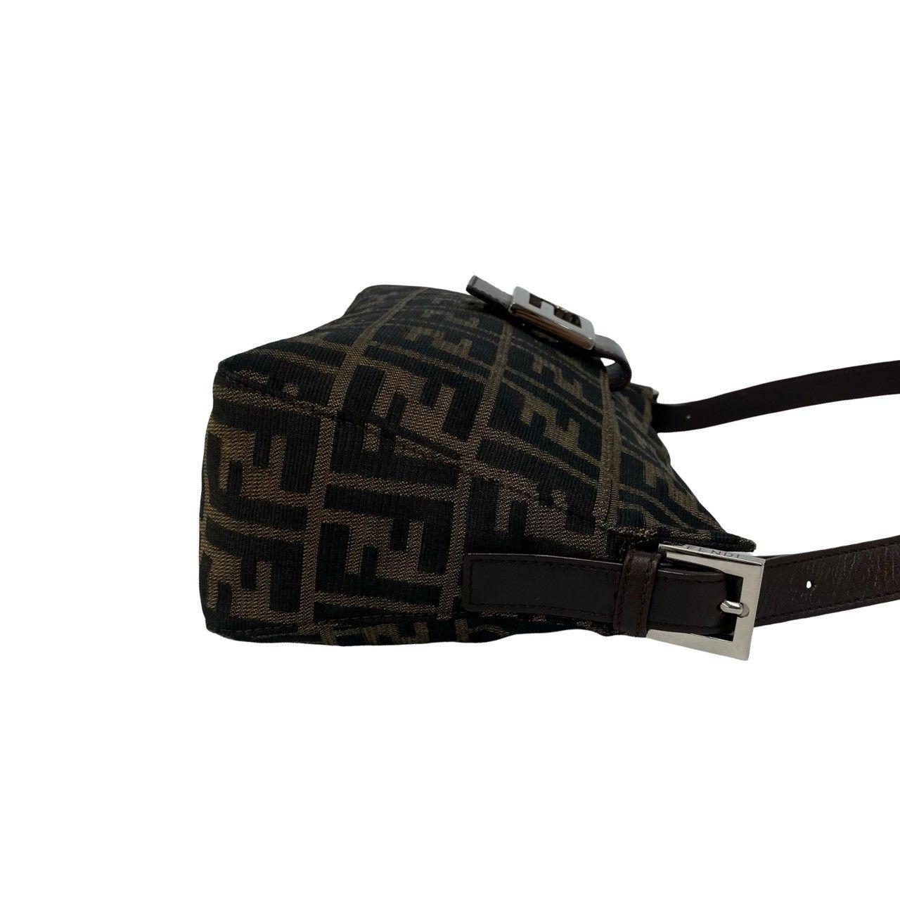 極 美品 FENDI フェンディ FF ロゴ 金具 ズッカ キャンバス レザー 本