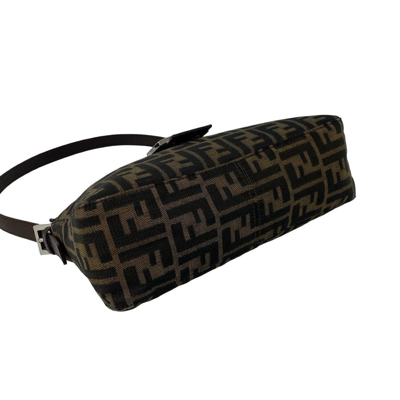 【美品】フェンディ　ハンドバッグ　ロゴライン　キャンバス　レザー　ブラック 極 美品 FENDI フェンディ FF ロゴ 金具 ズッカ キャンバス レザー 本