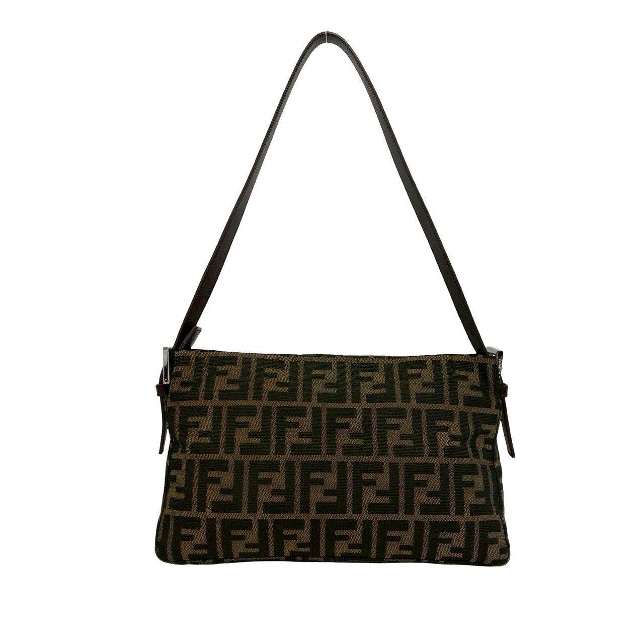 極 美品 FENDI フェンディ FF ロゴ 金具 ズッカ キャンバス レザー 本