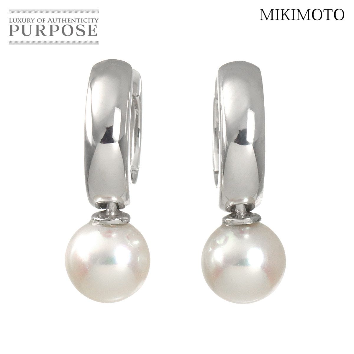 ミキモト MIKIMOTO アコヤ真珠 6.6mm ピアス K18 WG ホワイトゴールド