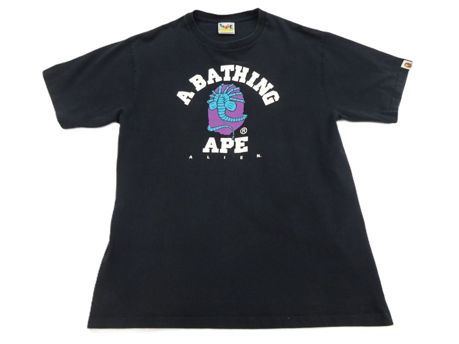 XL エイプ × エイリアン A BATHING APE ALIEN COLLEGE FACE HUGGER TEE 2017年 フェイスハガー 黒 BAPE