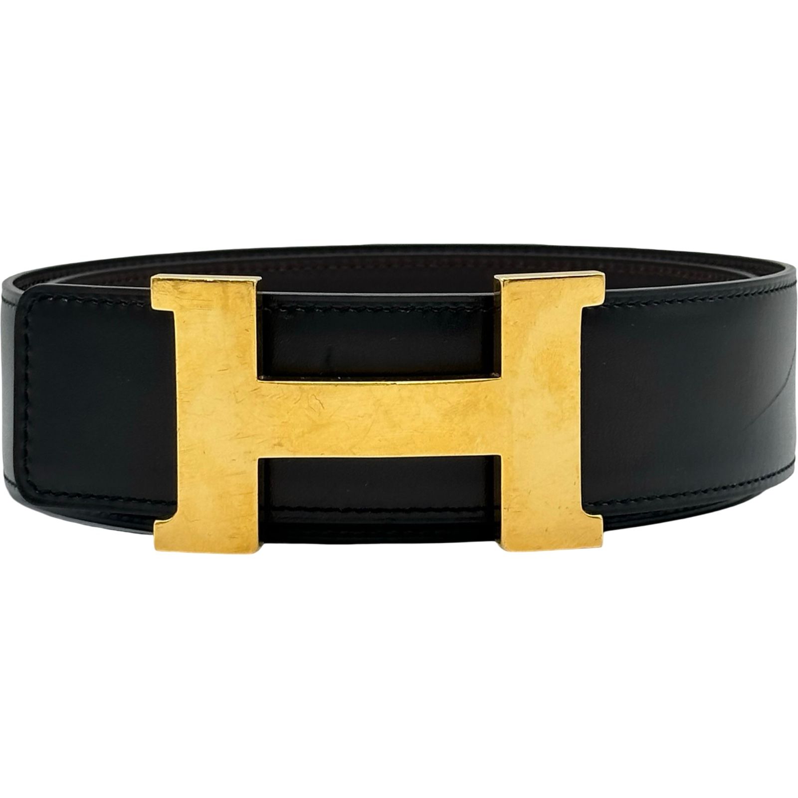 【匿名、即日発送】寿屋 ヘルメス 珍品？ HERMES エルメス HERMES コンスタンスベルト 85cm T刻印 ブラック/ショコラ