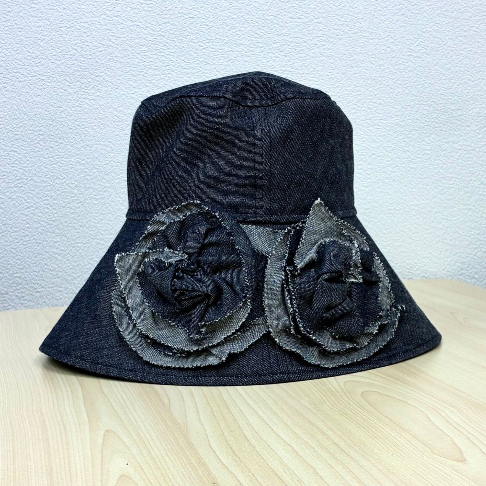 Athena New York バケットハット ブラックデニム アシーナニューヨーク Athena New York】フラワーモチーフコットン