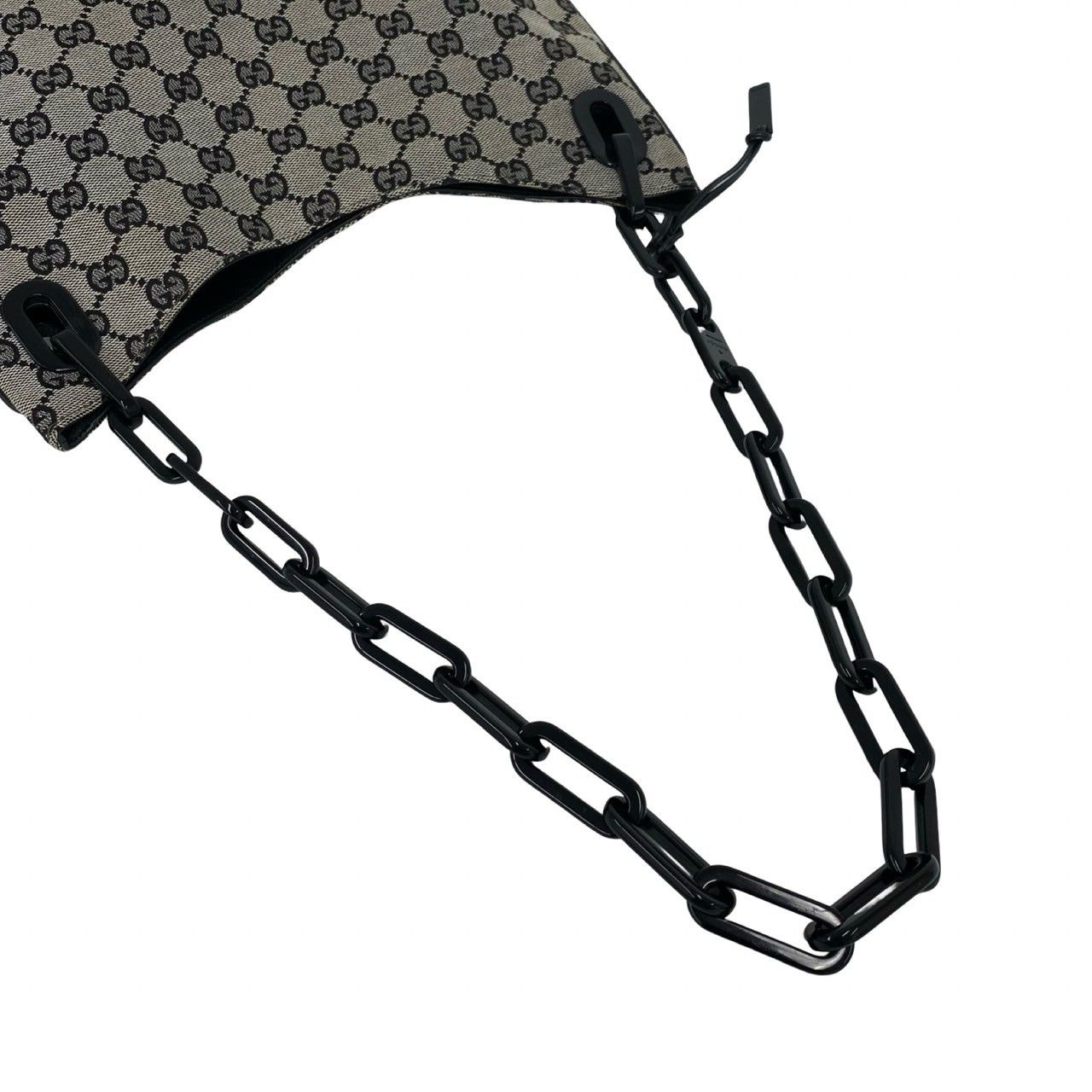 極 美品 GUCCI グッチ GG ロゴ 柄 キャンバス レザー プラスチック