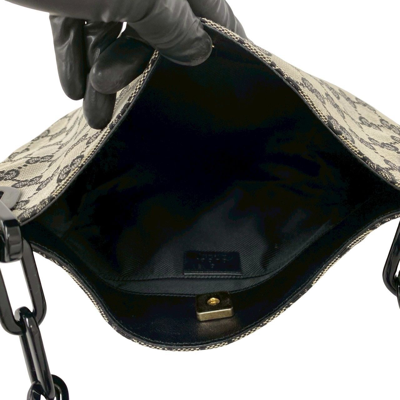 極 美品 GUCCI グッチ GG ロゴ 柄 キャンバス レザー プラスチック