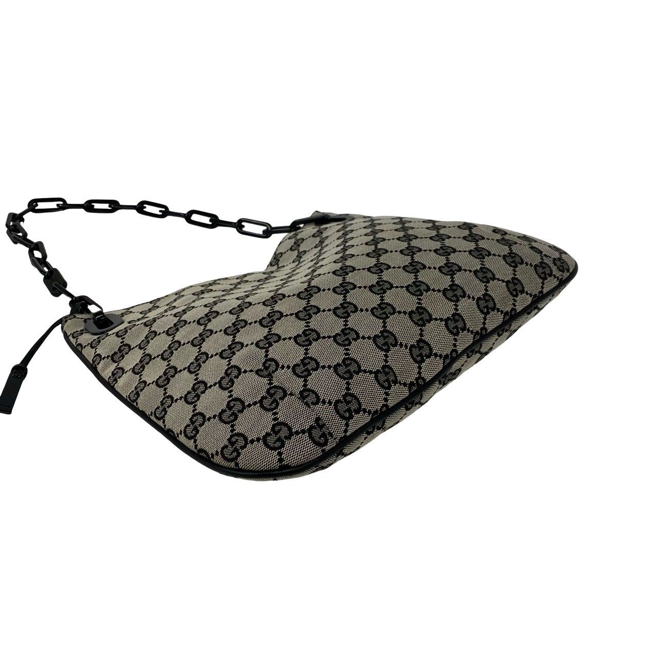 極 美品 GUCCI グッチ GG ロゴ 柄 キャンバス レザー プラスチック