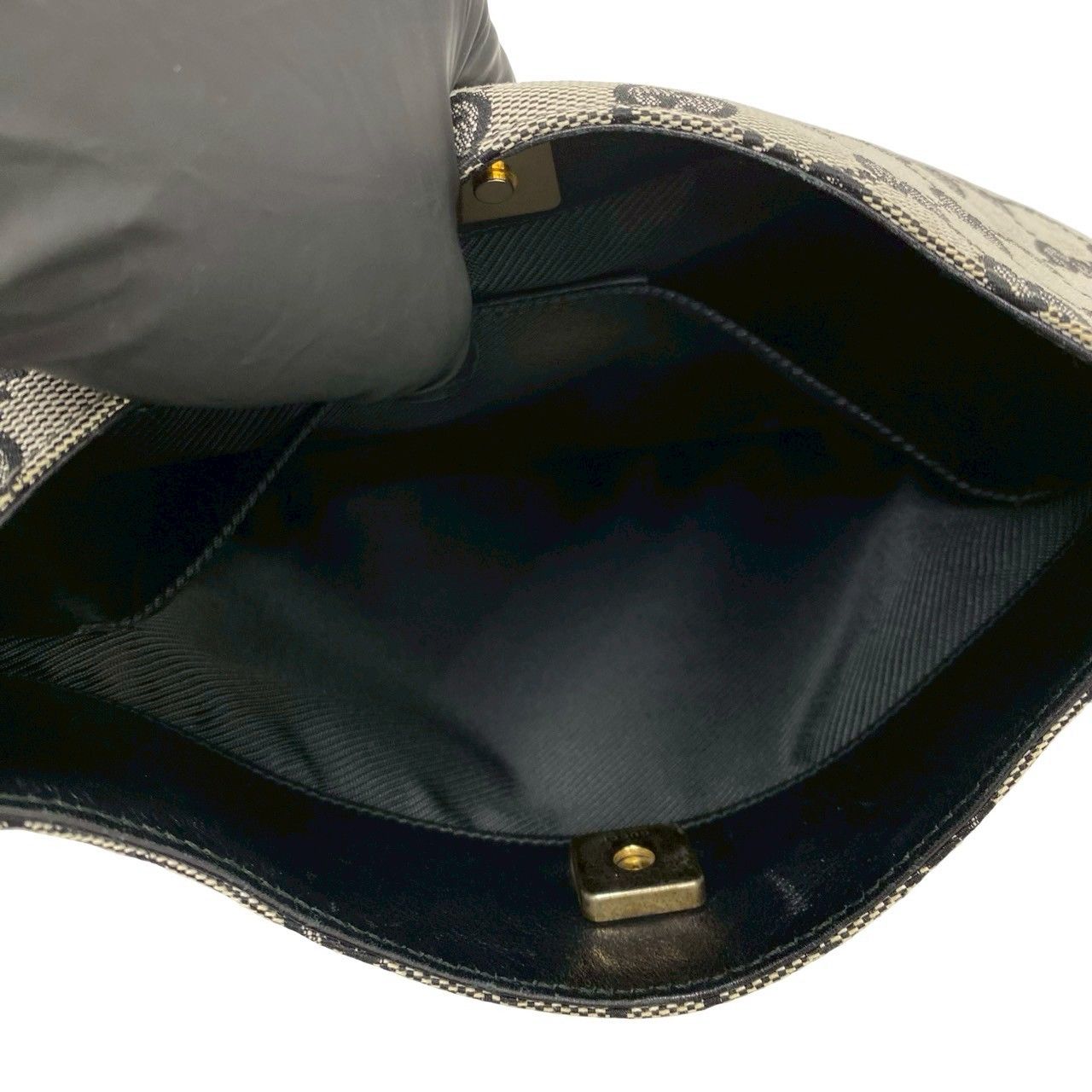 極 美品 GUCCI グッチ GG ロゴ 柄 キャンバス レザー プラスチック