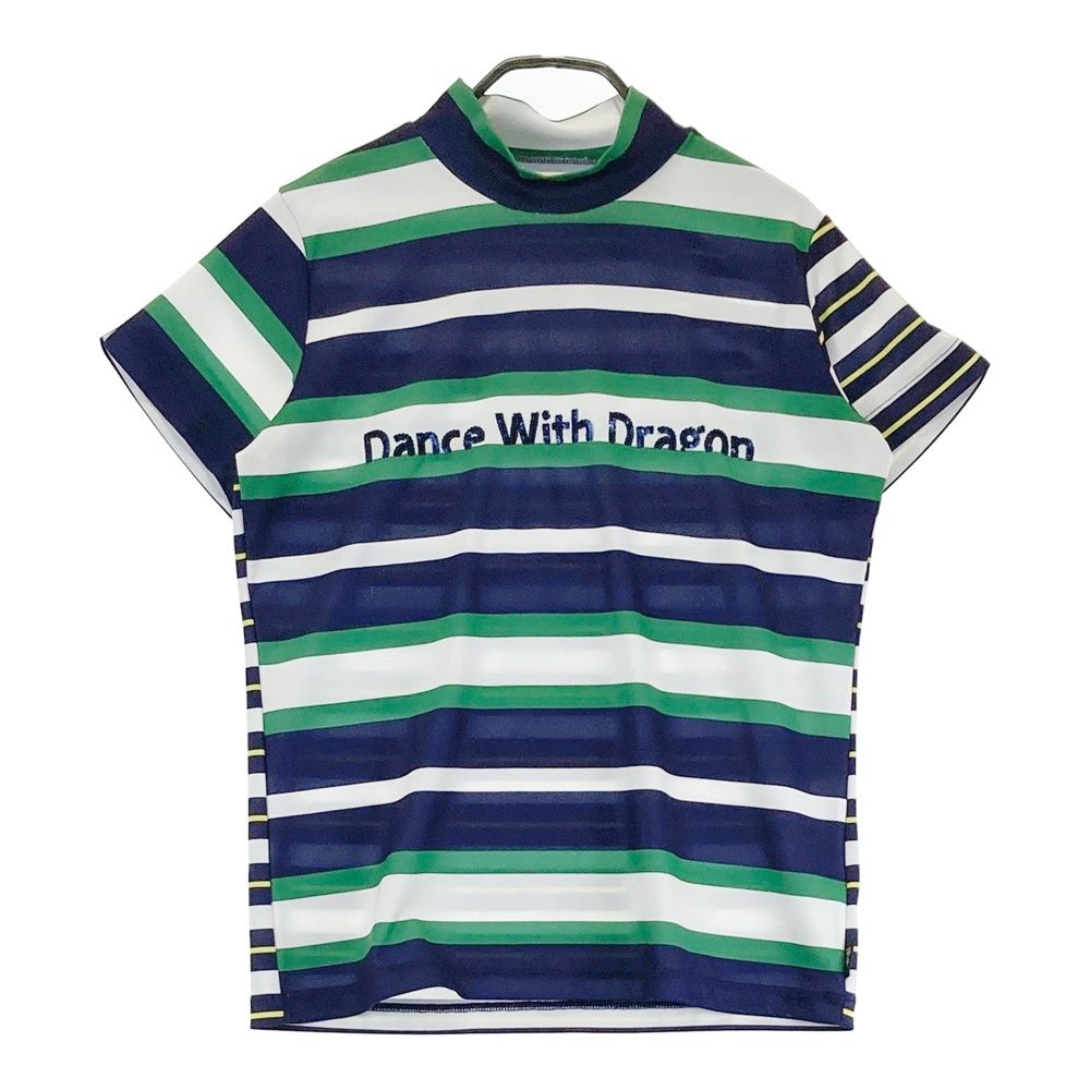 サイズ：2 DANCE WITH DRAGON ダンスウィズドラゴン  ハイネック 半袖Tシャツ バンダナ 総柄 ホワイト系 [240101734201] ゴルフウェア レディース ストスト サイズ：2 DANCE WITH DRAGON ダンスウィズドラゴン ハイネック 半袖T