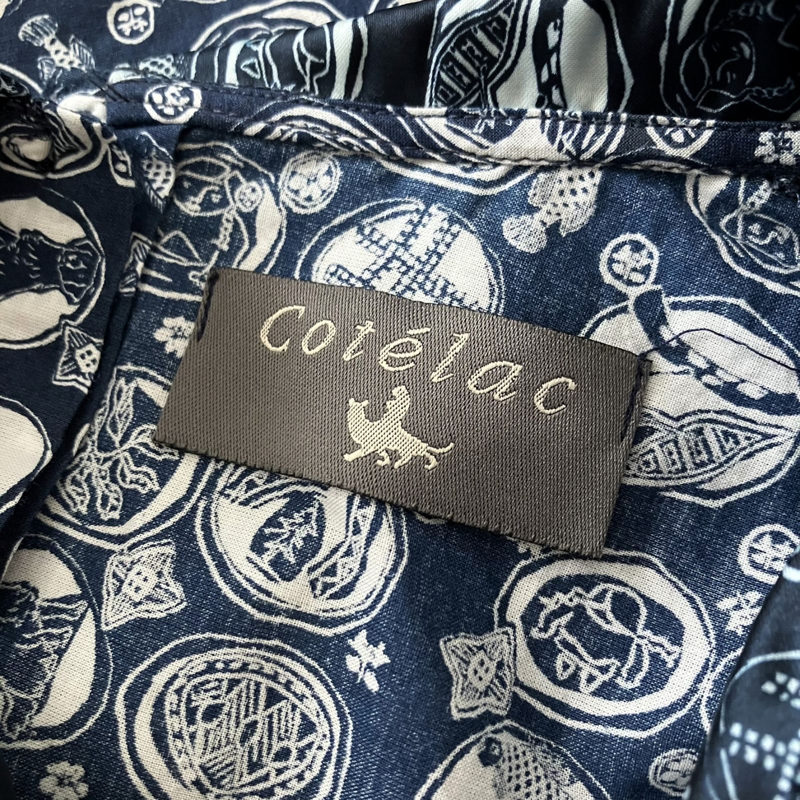 Cotelac/コテラック】半袖 ブラウス シルク混 和柄 デザインシャツ