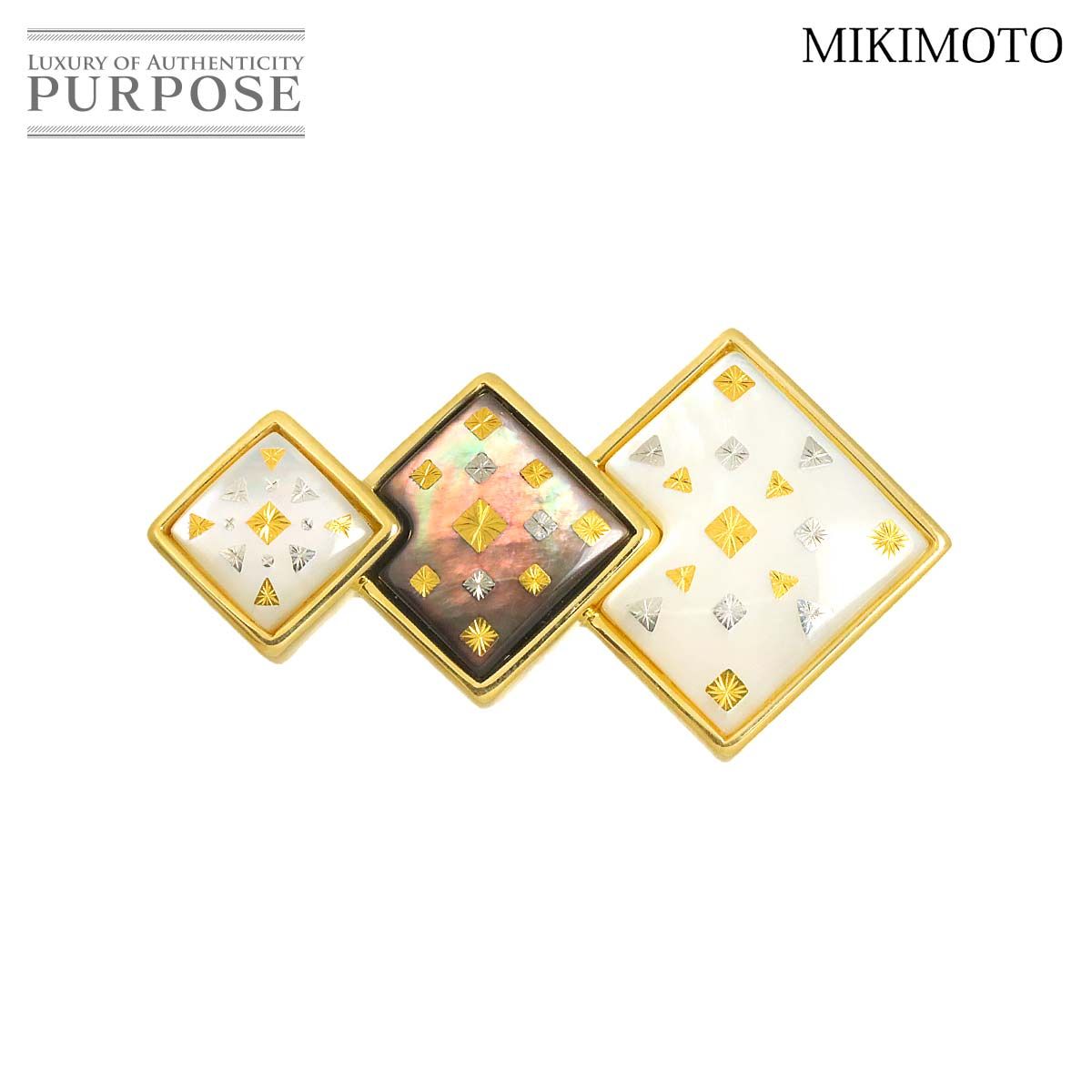 ミキモト MIKIMOTO ピクウェ シェル ブローチ K18 YG イエローゴールド