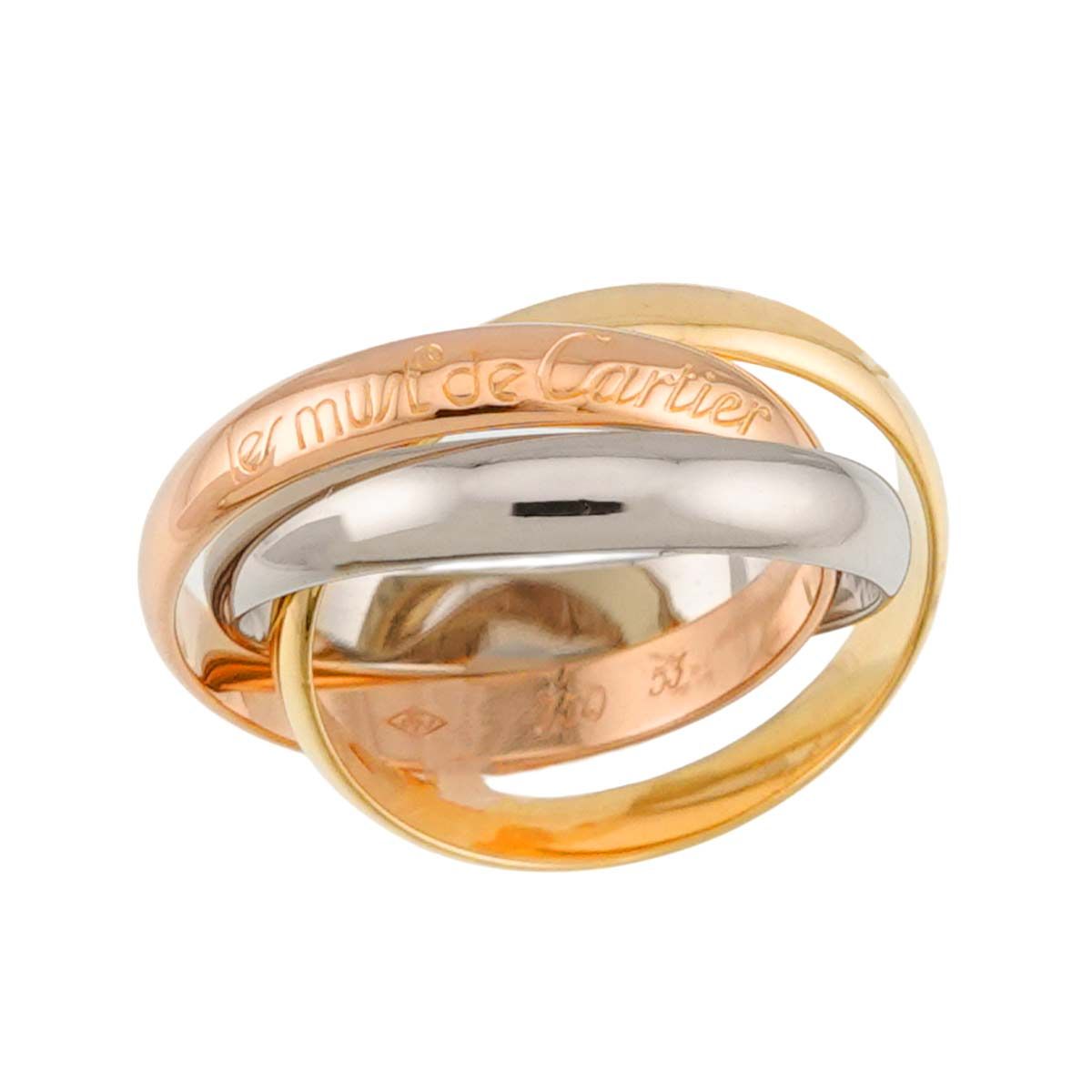 カルティエ Cartier トリニティ #53 リング MM K18 YG WG PG 3連