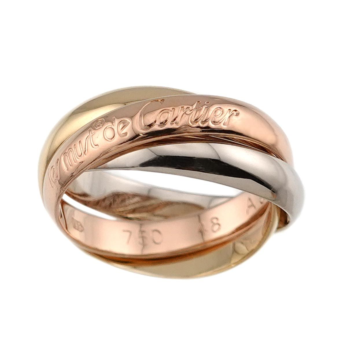 Cartier トリニティリング 750 K18 48号 カルティエ Cartier トリニティ ミディアム MM #48 K18 YG WG PG 3連