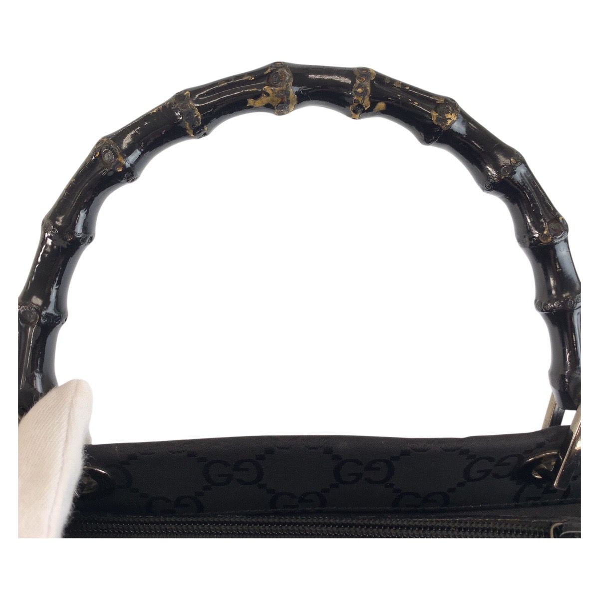 美品 GUCCI グッチ バンブー GG柄 ブラック 黒 ナイロン 002 1010 