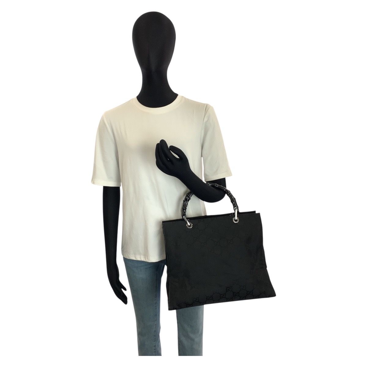 美品 GUCCI グッチ バンブー GG柄 ブラック 黒 ナイロン 002 1010 