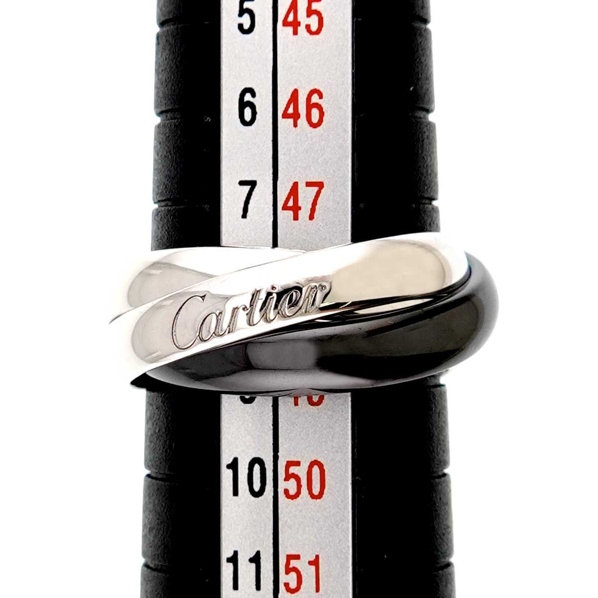 カルティエ Cartier トリニティ MM #48 リング セラミック K18 WG 3連