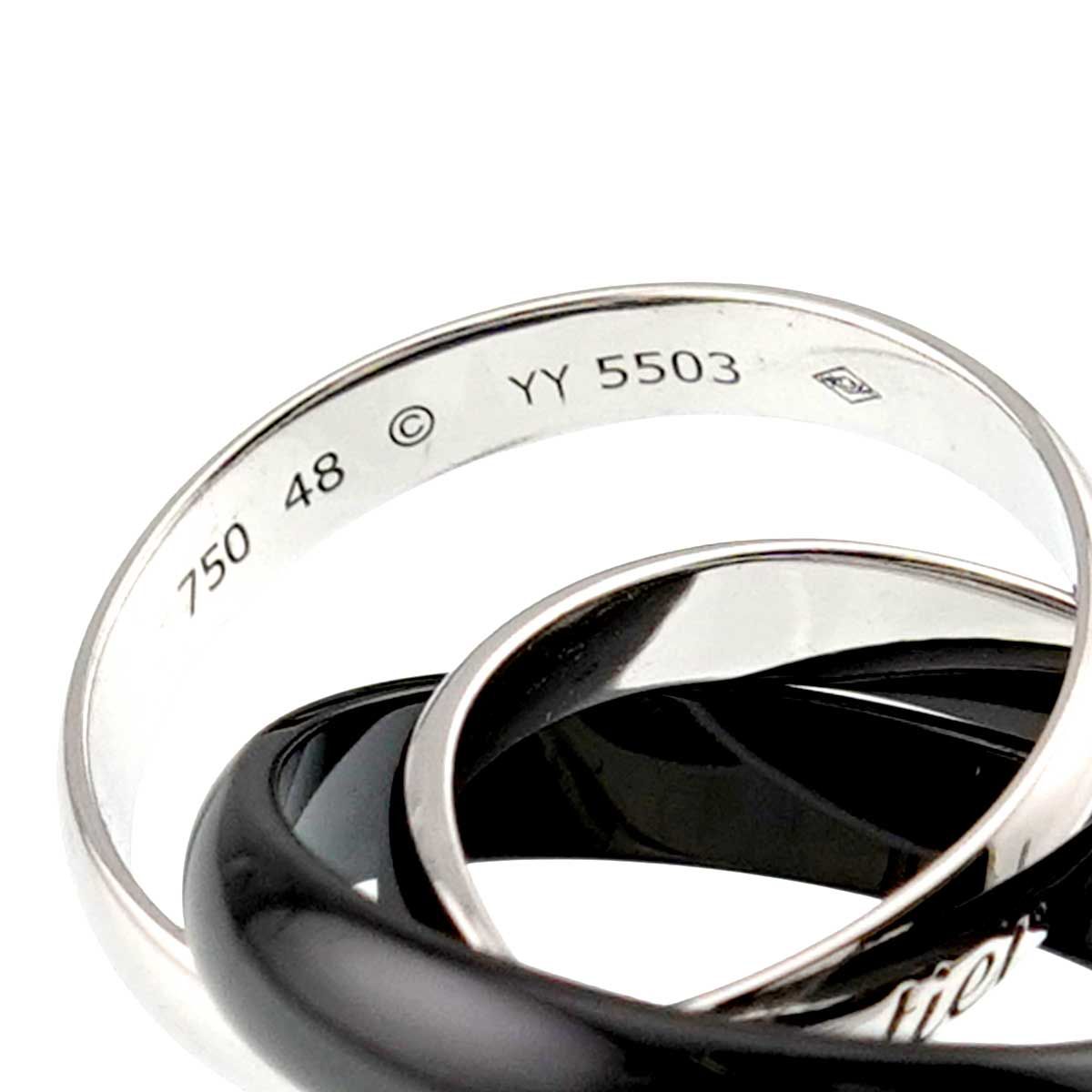 カルティエ Cartier トリニティ MM #48 リング セラミック K18 WG 3連