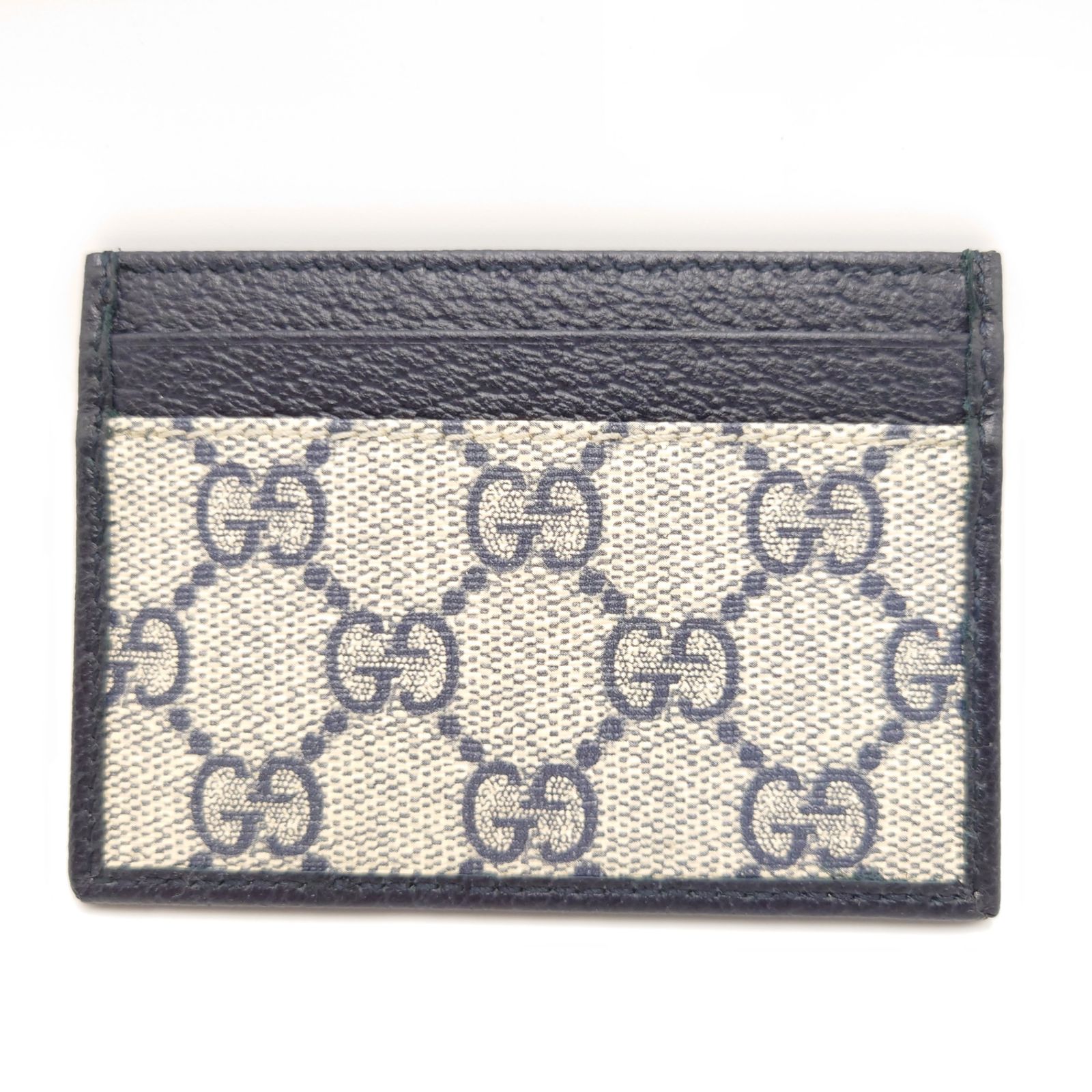 【未使用】 GUCCI グッチ パスケース カードケース ユニセックス ダブルGロゴ カード収納 コンパクト 高級感 軽量 おしゃれ ネイビー系 GGスプリームキャンバス レザー 673002 メンズ☆送料無料☆ 当店通常価格32,800円