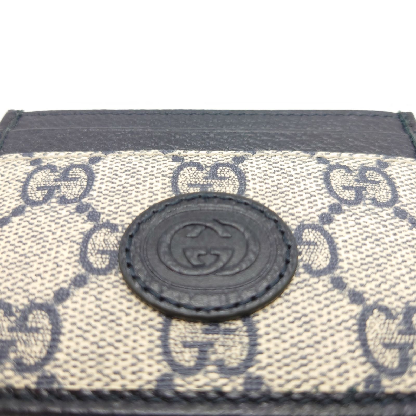 【未使用】 GUCCI グッチ パスケース カードケース ユニセックス ダブルGロゴ カード収納 コンパクト 高級感 軽量 おしゃれ ネイビー系 GGスプリームキャンバス レザー 673002 メンズ☆送料無料☆ 当店通常価格32,800円