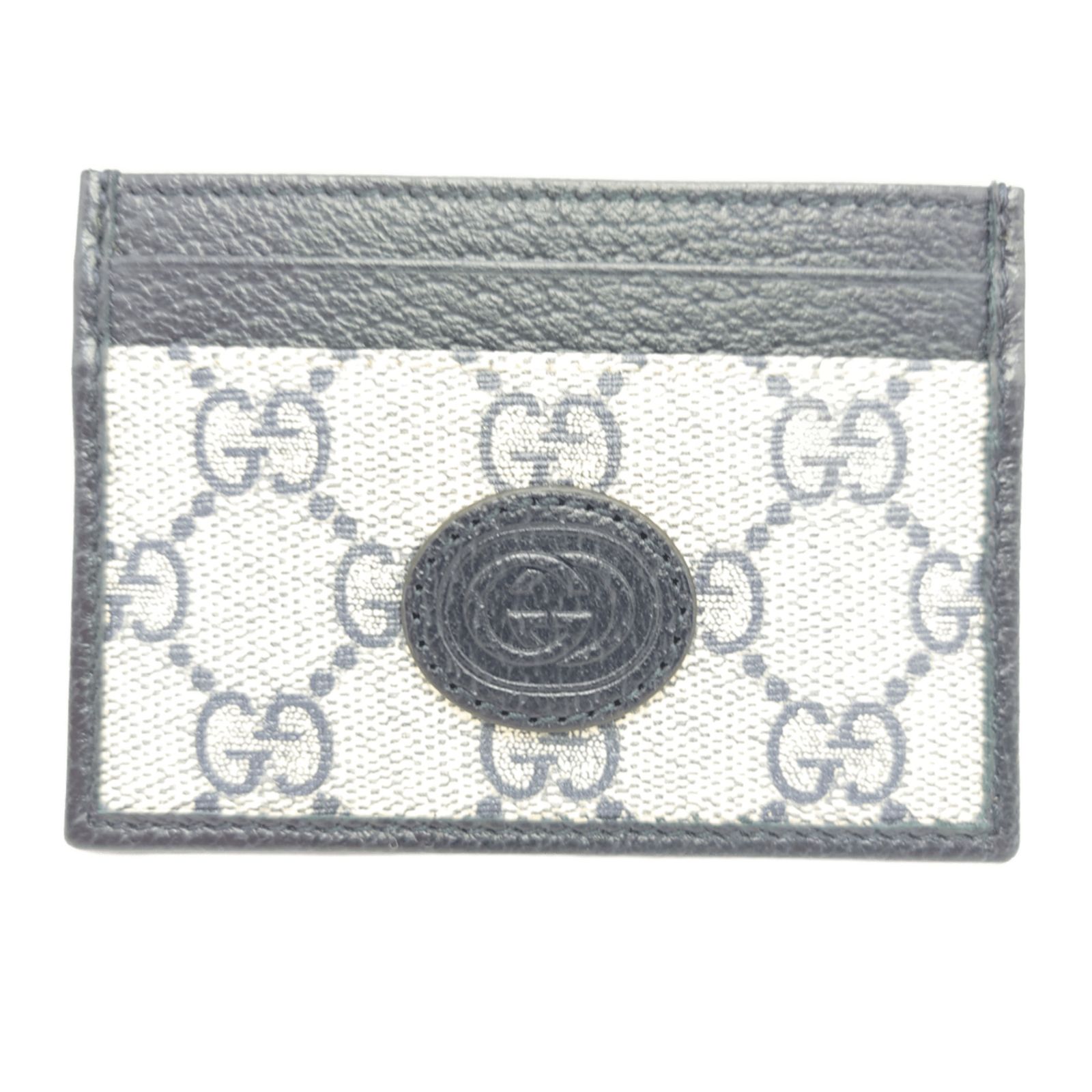 【未使用】 GUCCI グッチ パスケース カードケース ユニセックス ダブルGロゴ カード収納 コンパクト 高級感 軽量 おしゃれ ネイビー系 GGスプリームキャンバス レザー 673002 メンズ☆送料無料☆ 当店通常価格32,800円