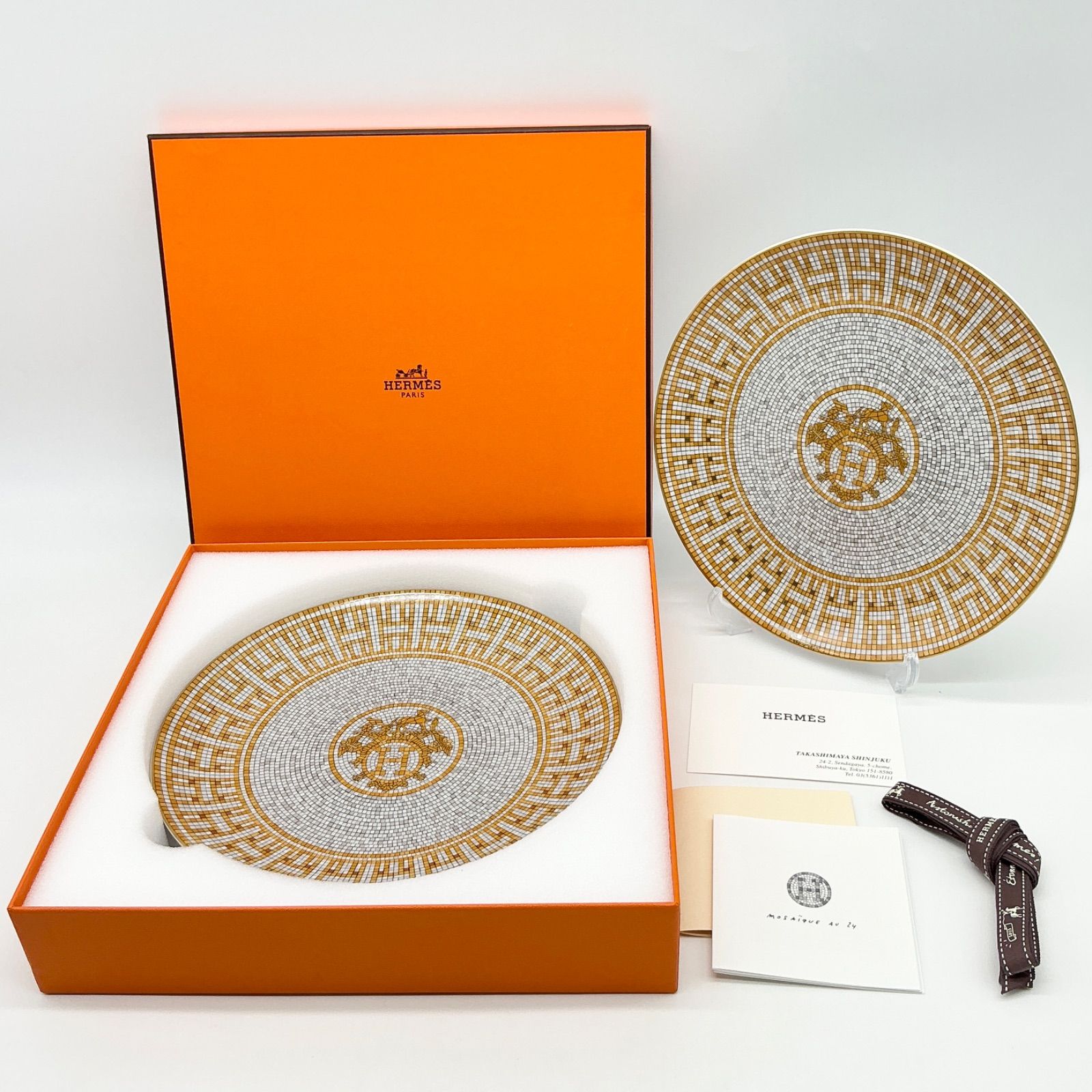 HERMES エルメス デザートプレート 〈モザイク 24〉 ゴールド 2枚