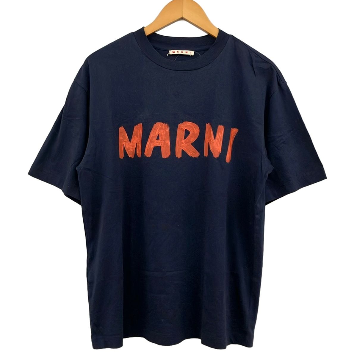 Marni ネイビー ロゴtシャツ レディース MARNI ロゴプリント Tシャツ