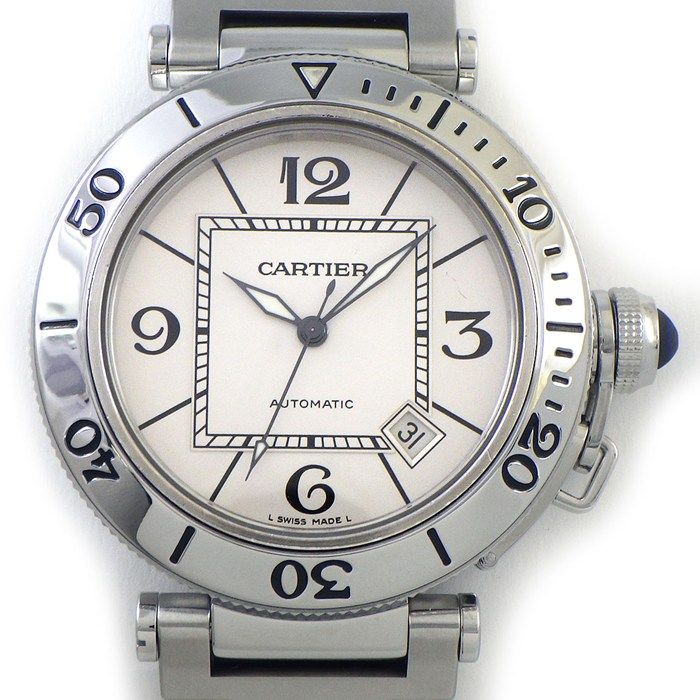 カルティエ Cartier 腕時計 パシャ シータイマー W31080M7 ホワイト文字盤 デイト 夜光針 SS 自動巻き 【箱・保付き】 【中古】 カルティエ Cartier 腕時計 パシャ シー タイマー W31080M7 ホワイト