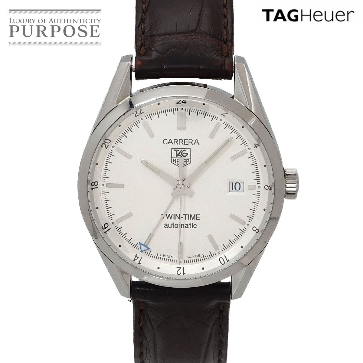 ✨TAGHEUER✨タグホイヤー✨デイト✨シルバー✨ホワイト文字盤✨腕時計✨ タグ ホイヤー TAG Heuer カレラ ツインタイム GMT WV2116-0 メンズ