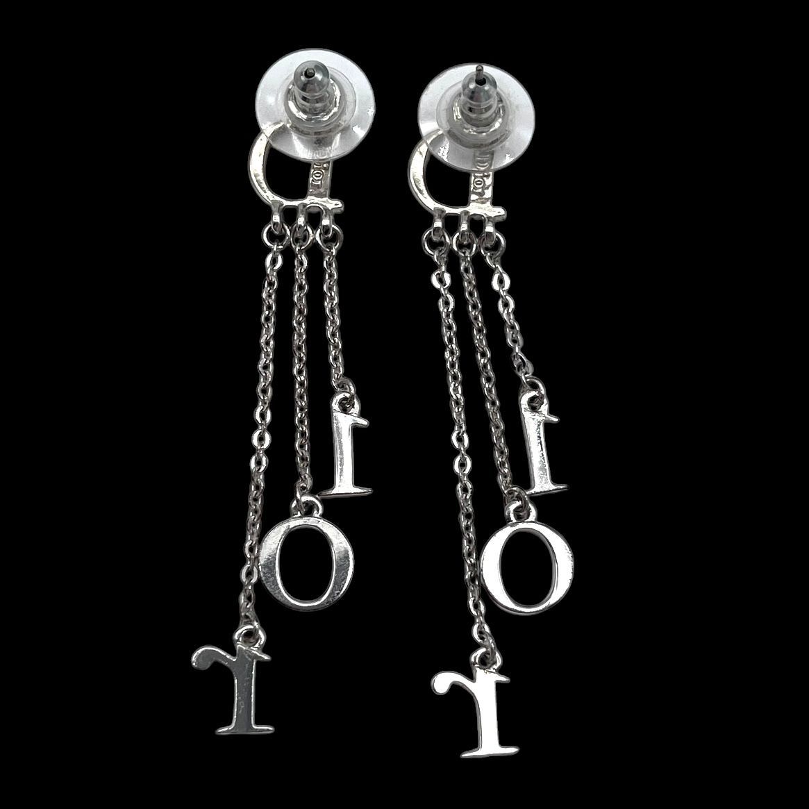 美品 Christian Dior クリスチャンディオール ピアス ロゴ スウィング