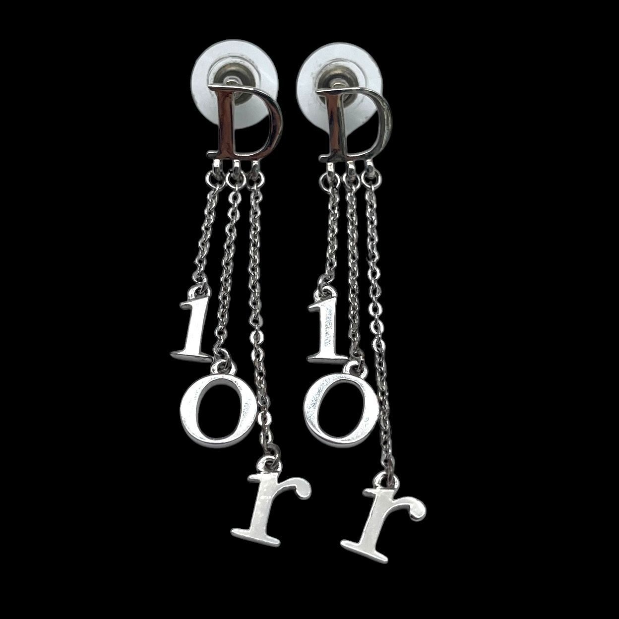 美品 Christian Dior クリスチャンディオール ピアス ロゴ スウィング
