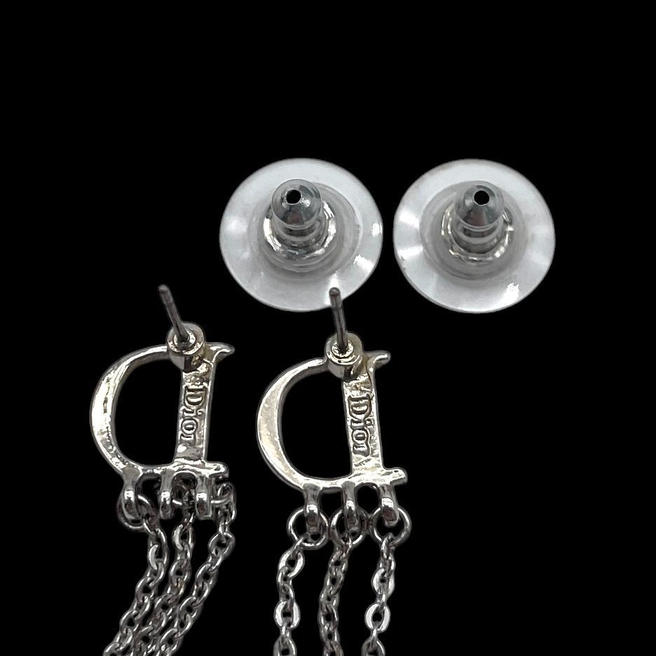 美品 Christian Dior クリスチャンディオール ピアス ロゴ スウィング
