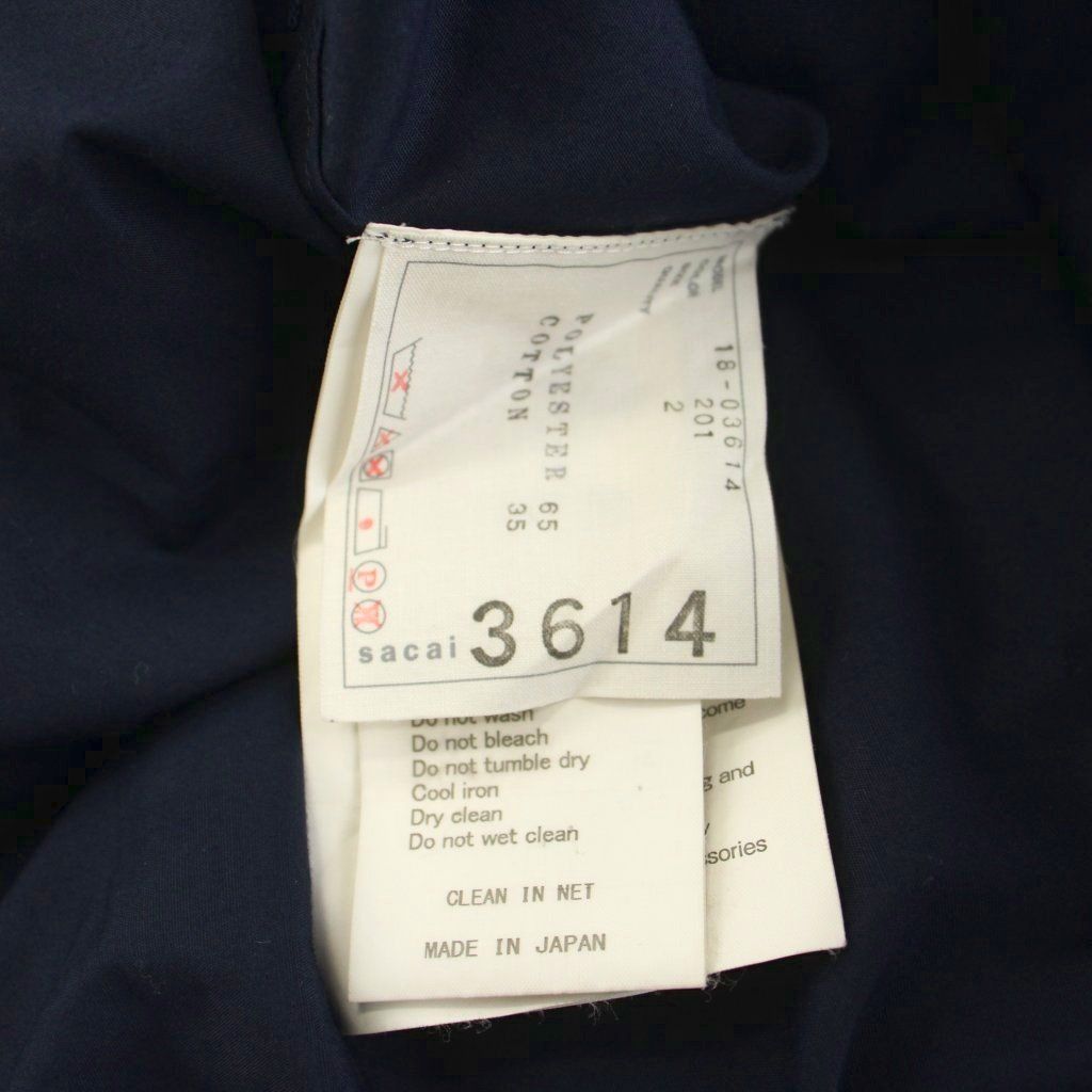 サカイ sacai 18SS ワンピース ひざ丈 半袖 ハトメ レースアップ 2 紺