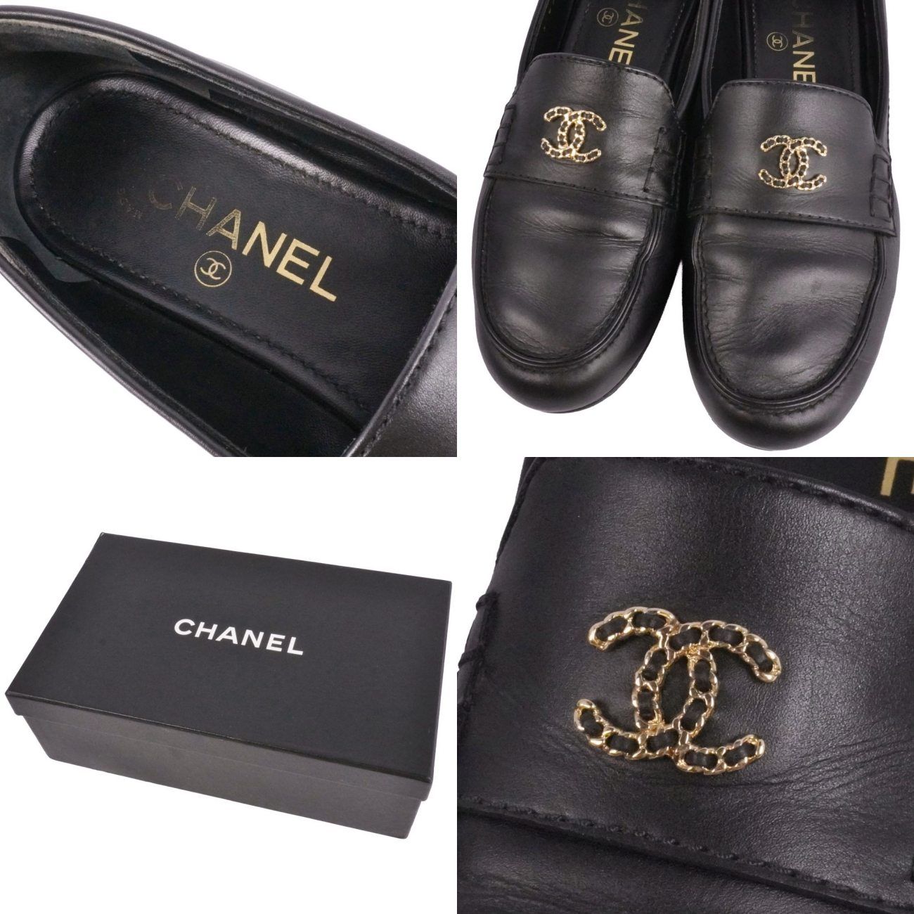 シャネル CHANEL ローファー G25067 モカシン ココマーク チェーン