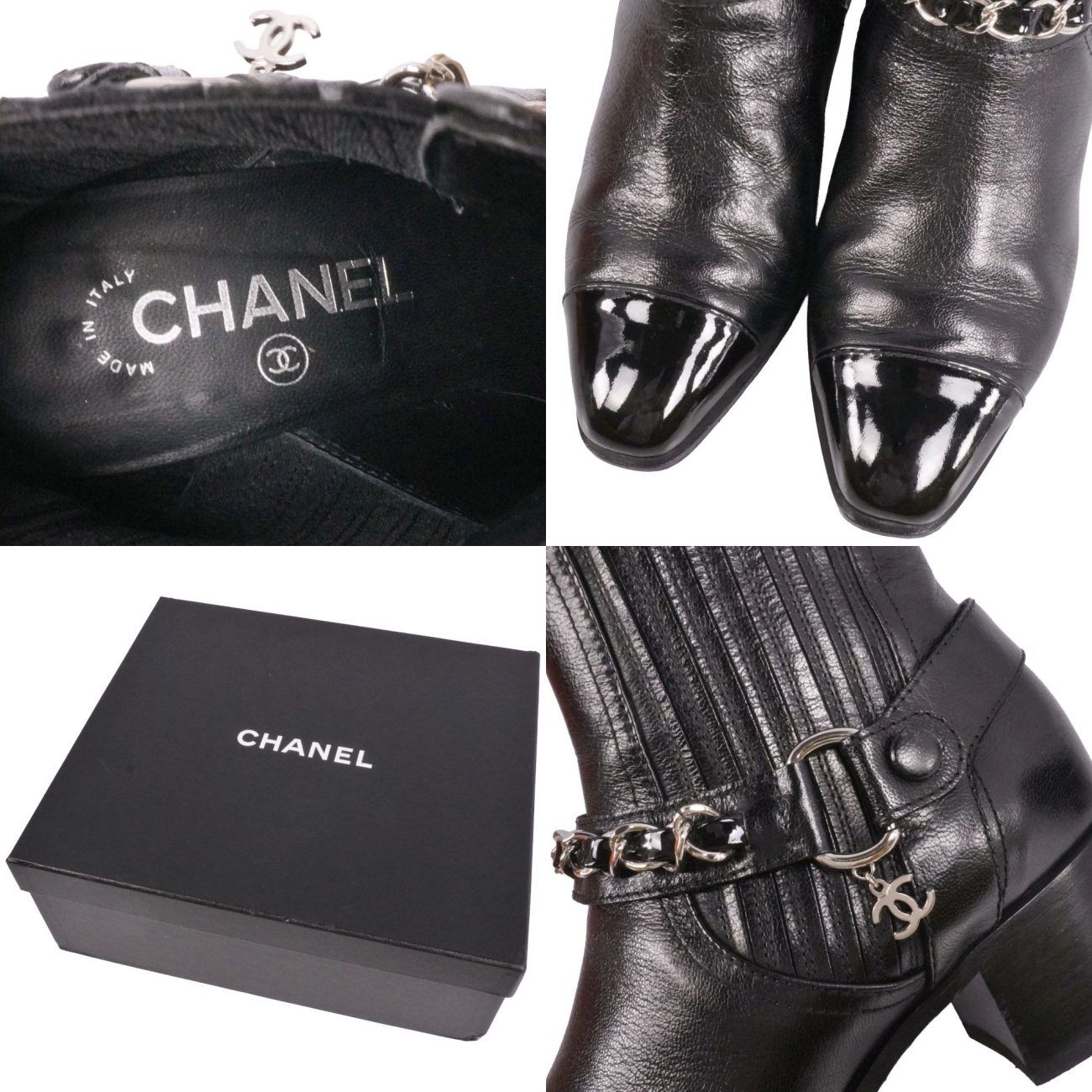 美品 シャネル CHANEL ブーツ G34218 ショートブーツ サイドゴア