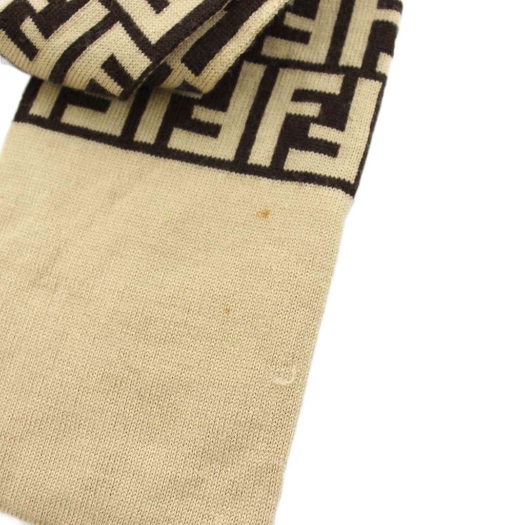 フェンディ FENDI ズッカ柄 マフラー アイコニック ウール ベージュ 茶