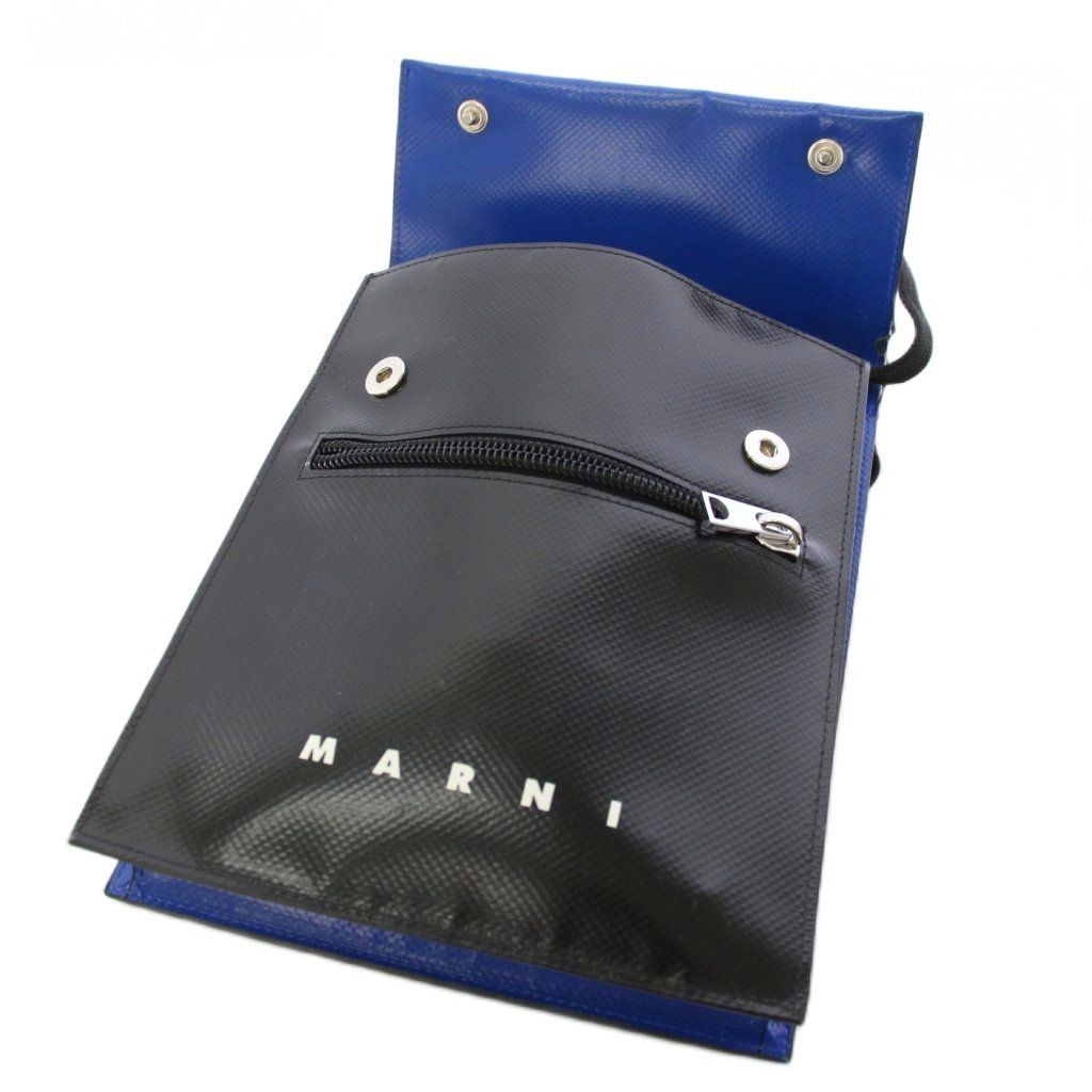 マルニ MARNI トライベッカ ショルダーバッグ ポシェット PVC 青