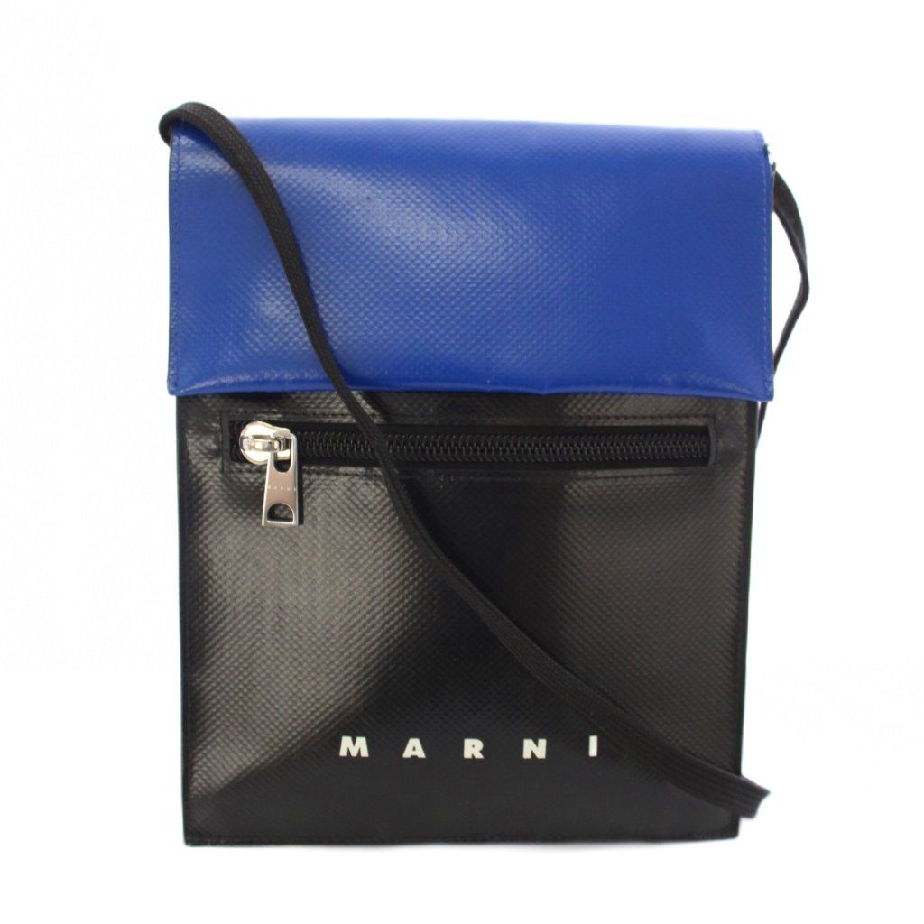 マルニ MARNI トライベッカ ショルダーバッグ ポシェット PVC 青