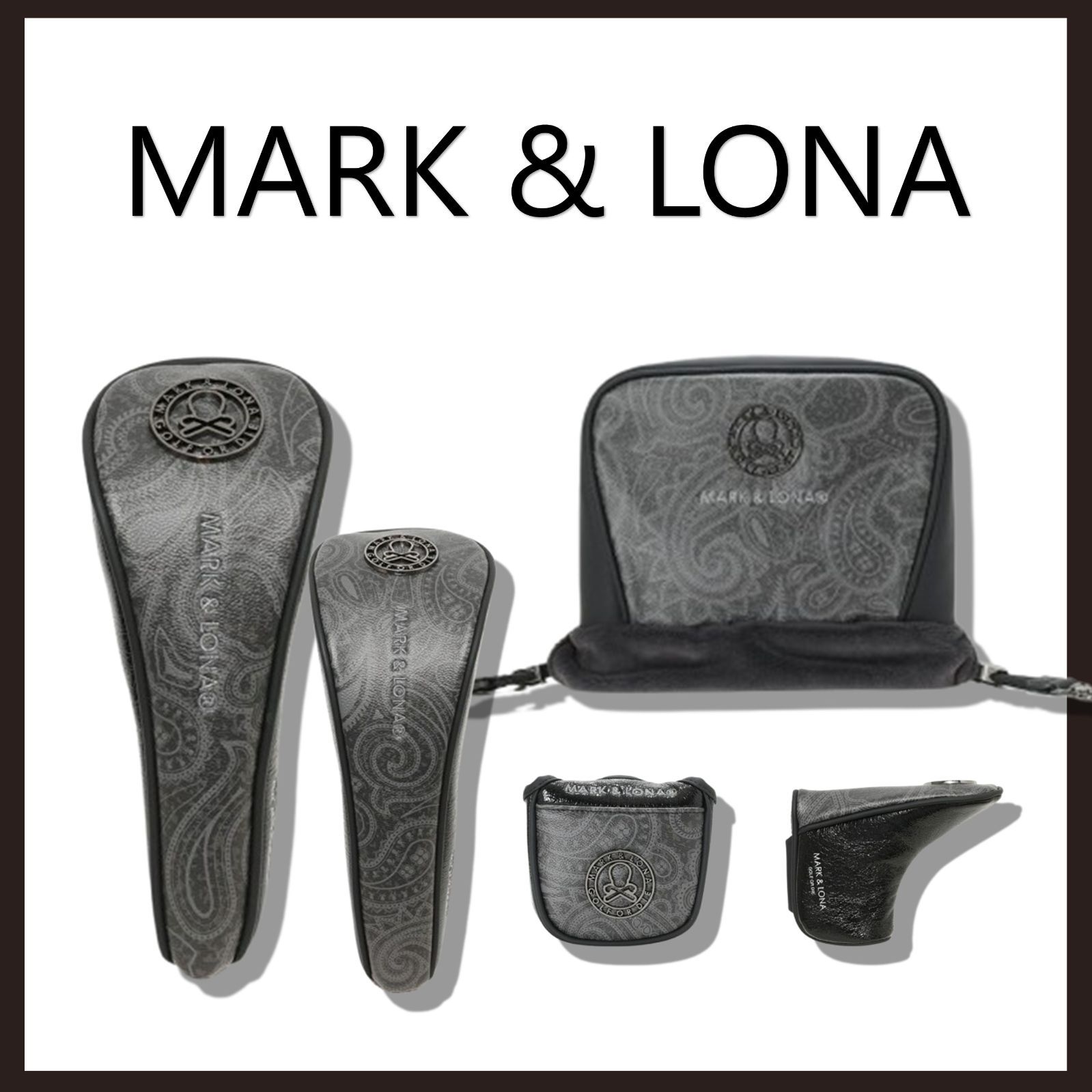 新品 未使用 マークアンドロナ ミラージュペイズリーヘッドカバーセット ブラック【MARK&LONA】マクロナ クラブカバーセット