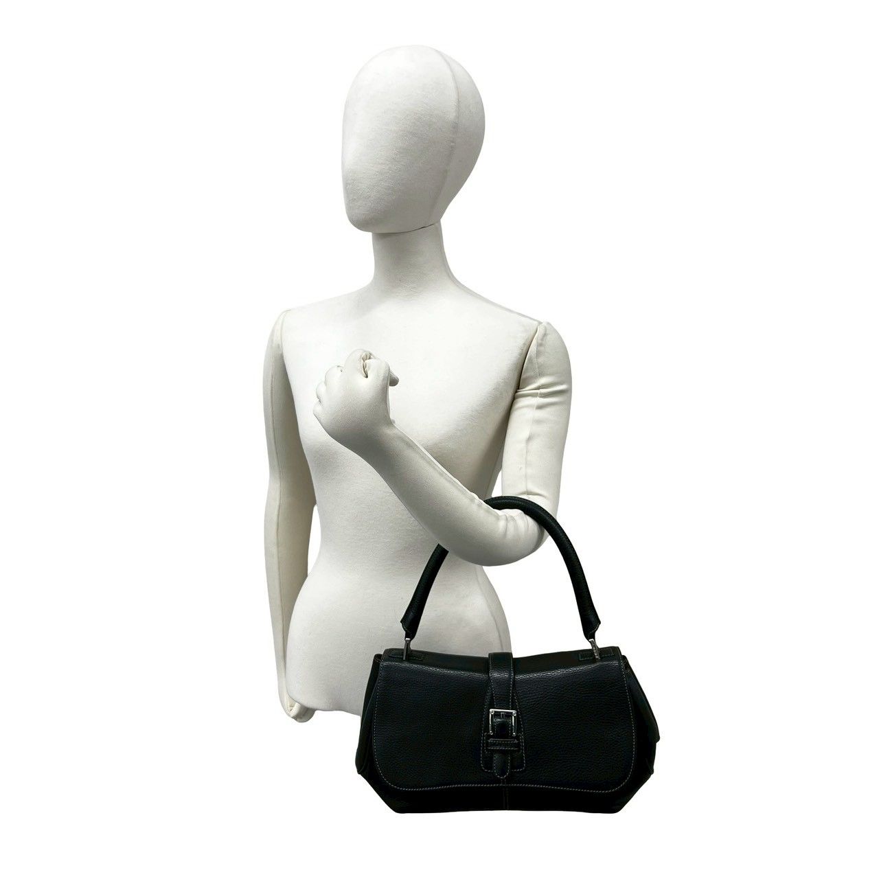 ほぼ未使用 LOEWE ロエベ センダ ロゴ 刻印 レザー 本革 ハンドバッグ
