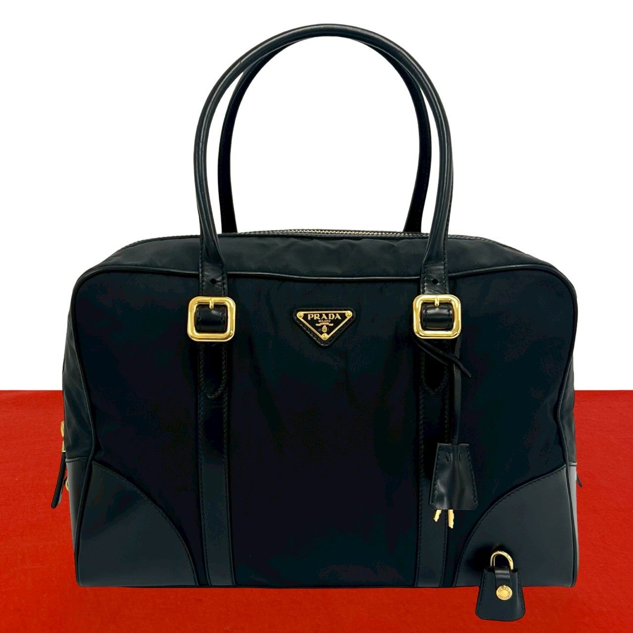 極 美品 PRADA プラダ 三角 ロゴ トライアングル プレート 金具
