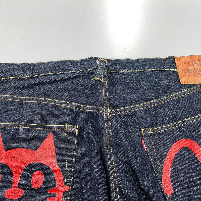 中古品】 EVISU エヴィス LOT.2000 TIGER PRESHRUNK カモメ×ネコ PRINT