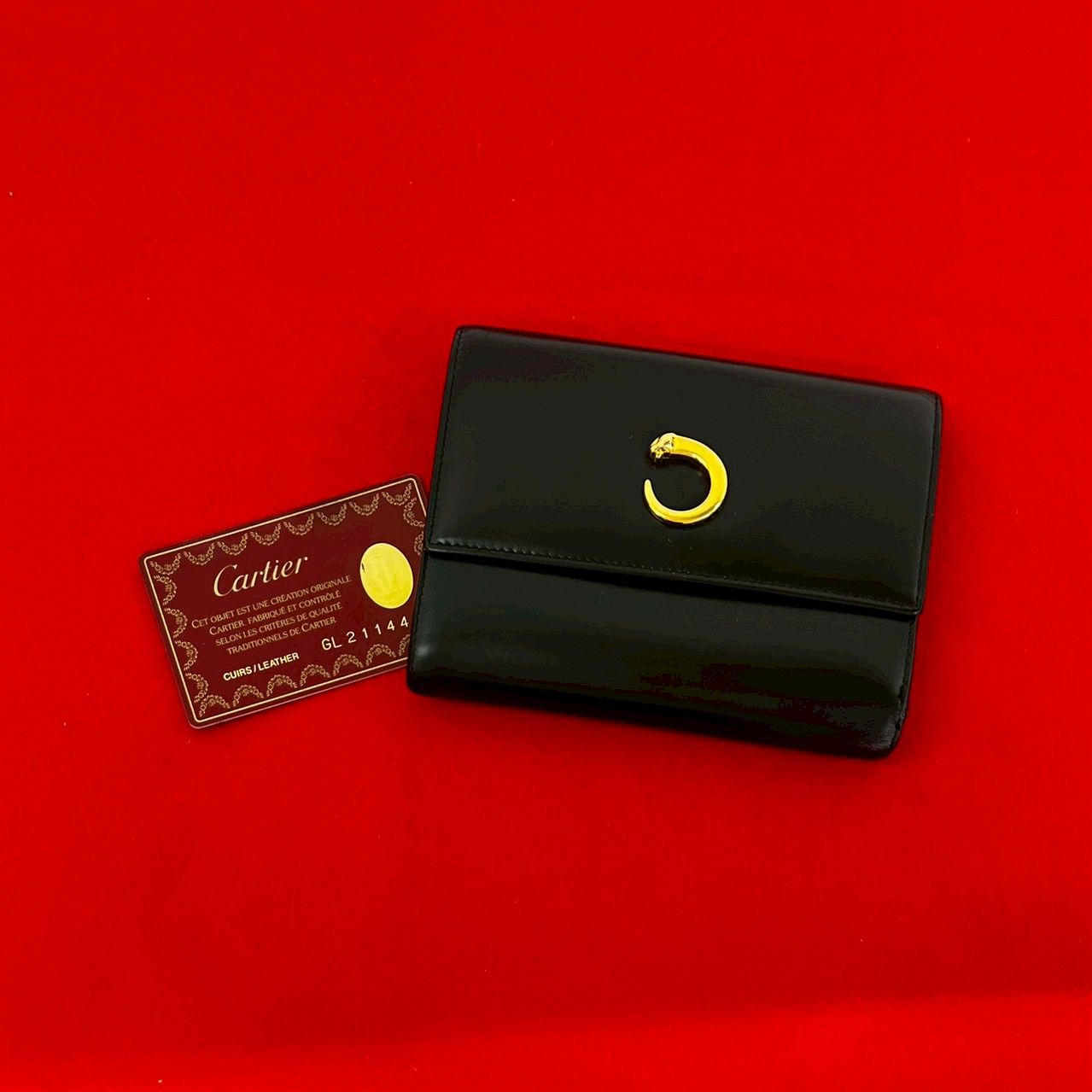 極 美品 CARTIER カルティエ パンサーライン パンテール 金具 レザー