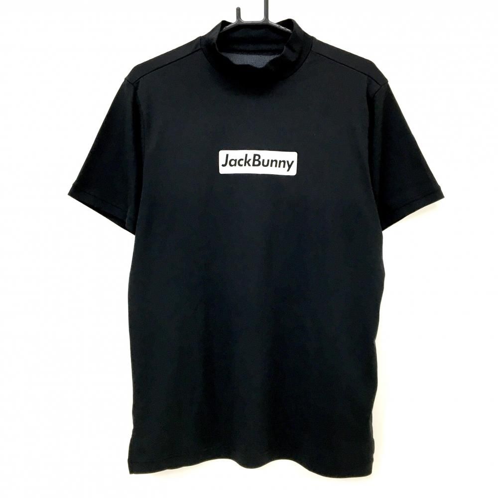 超美品】ジャックバニー 半袖ハイネックシャツ 黒×白 フロントロゴ