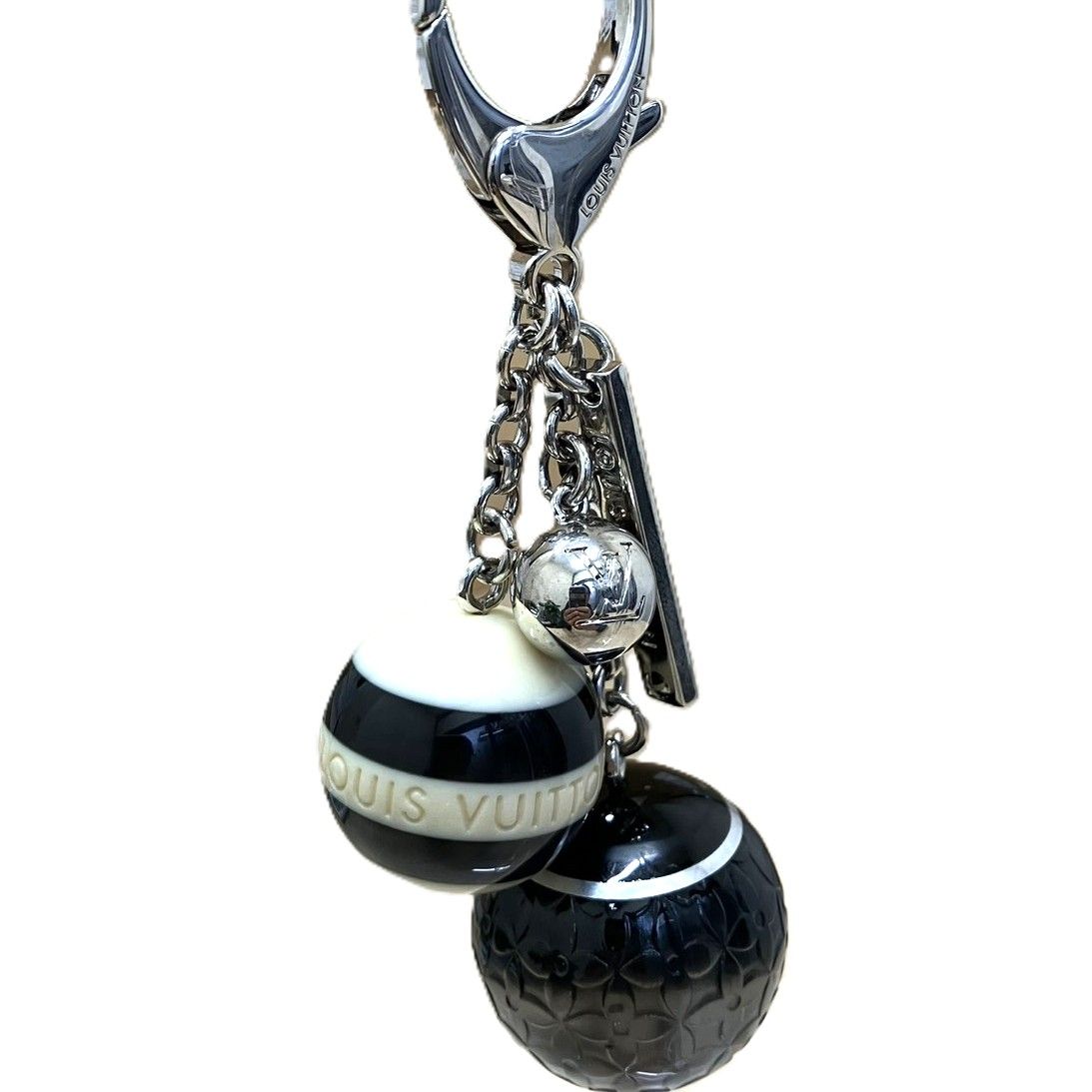 ルイヴィトン ビジューサック ミニラン ボールチャーム キーホルダー モノトーン M65701 LOUIS VUITTON 中古