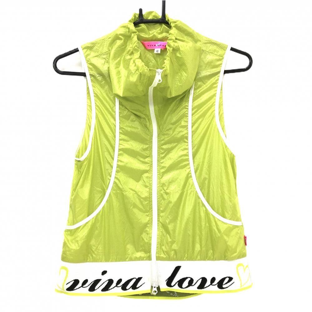 ★新品★サイズ40 VIVA HEART 防寒ベスト　ビバハート 超美品】ビバハート アウターベスト ライトグリーン系×白 格子地模様