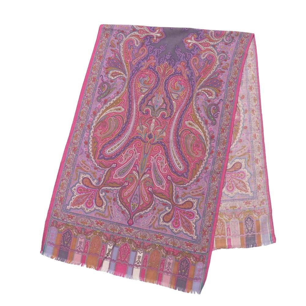 ETRO エトロ ストール ペイズリー ウール×シルク ロングスカーフ