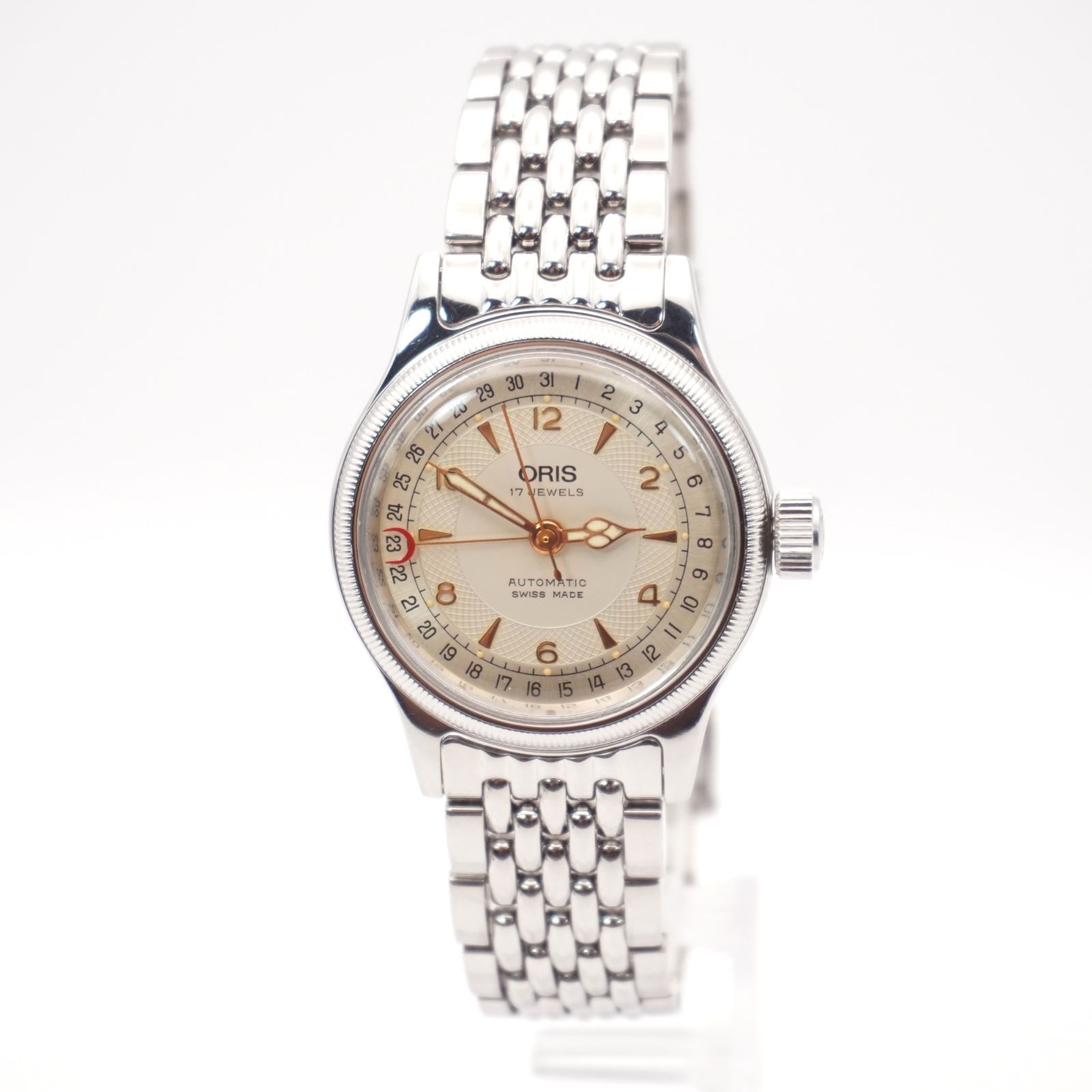 ⭐ORIS 7400B ポインターデイト 17石 自動巻 スイス製 シルバー