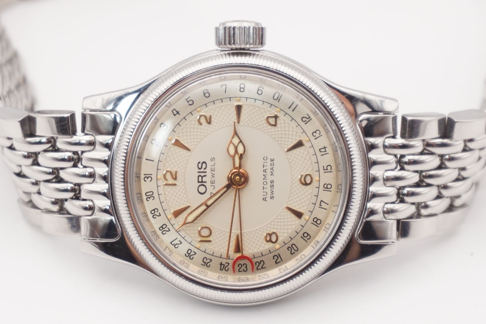 ⭐ORIS 7400B ポインターデイト 17石 自動巻 スイス製 シルバー