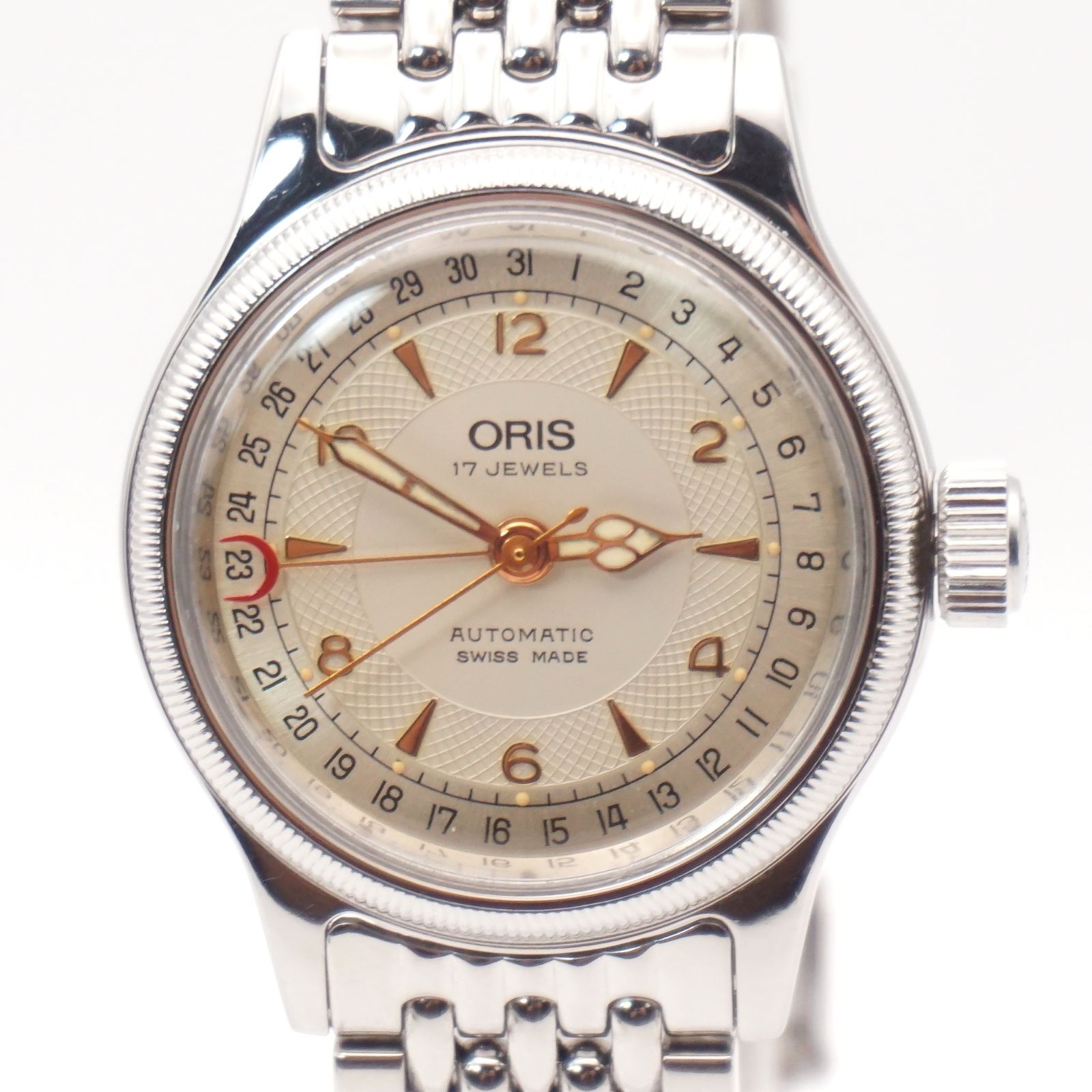 ⭐ORIS 7400B ポインターデイト 17石 自動巻 スイス製 シルバー
