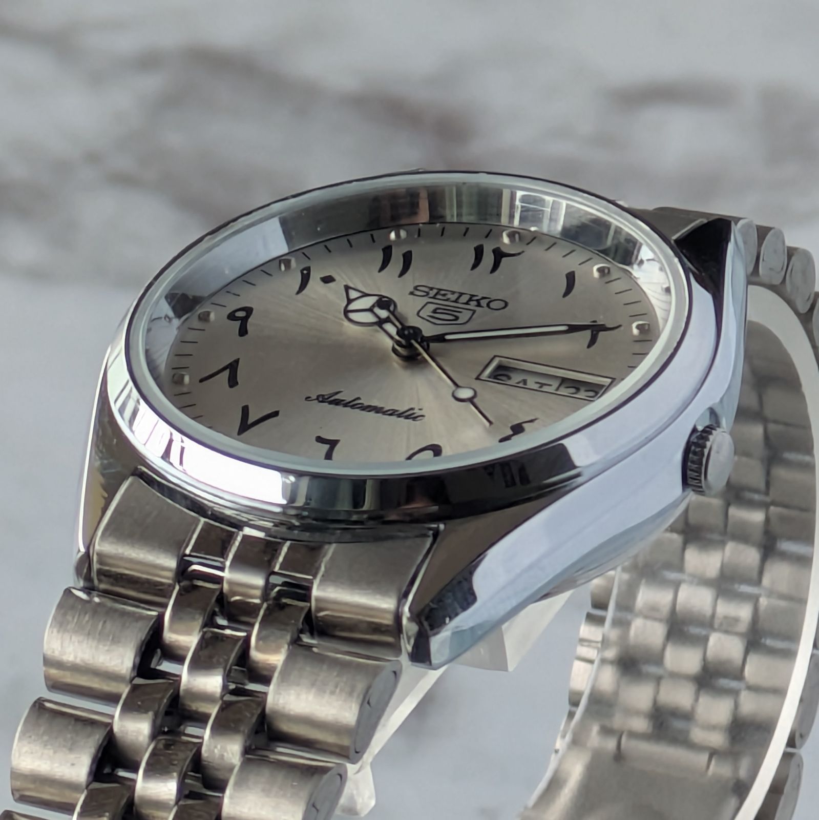 稼働品 SEIKO セイコー5 自動巻き 80s ヴィンテージ シルバー文字盤